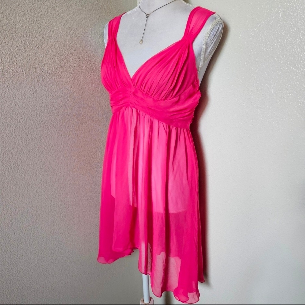 Victoria's Secret Hot Pink Sheer Babydoll Long Chemise‎ Lingerie